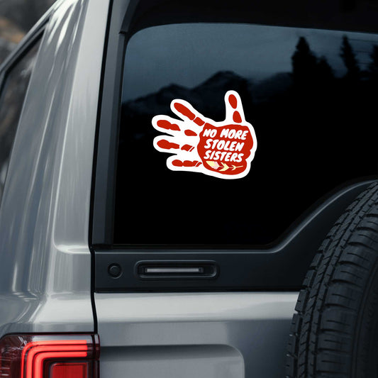 No More Stolen Sisters Car Decal - Car Decal - MMIW Red Hand