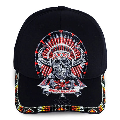 MMIW Feathers Cotton Unisex Baseball Cap With Beaded Patch Brim Native American Style