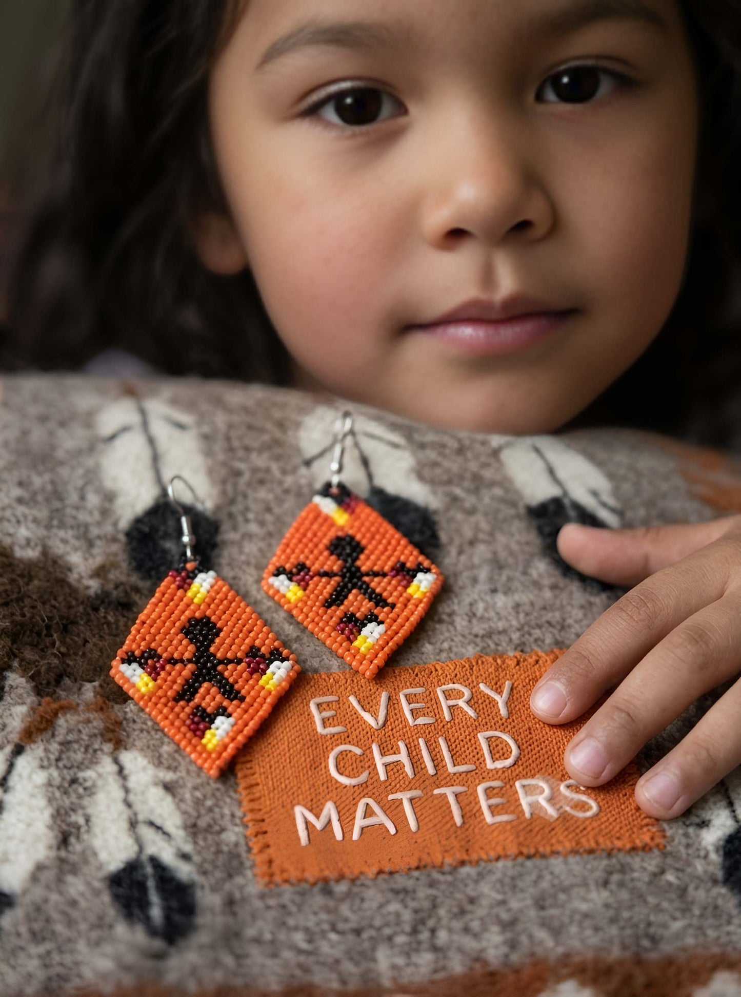 Orange Hope - Every Child Matters Beaded Fringe Earrings, Handmade Orange Seed Bead