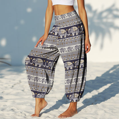 Elephant Vibe Harem Pants – Boho Yoga Pants with Pockets 01