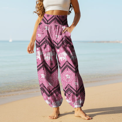 Elephant Vibe Harem Pants – Boho Yoga Pants with Pockets