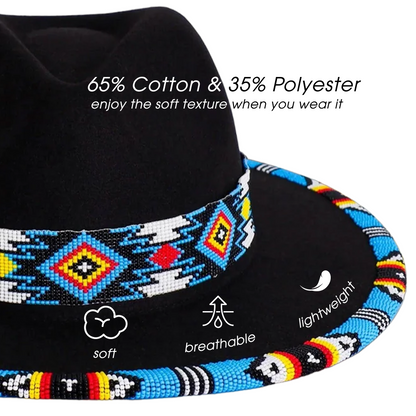 Payette Pattern Fedora Hatband For Men Women Beaded Brim With Native American Style