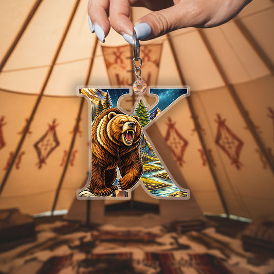 Letter K Native American Keychain
