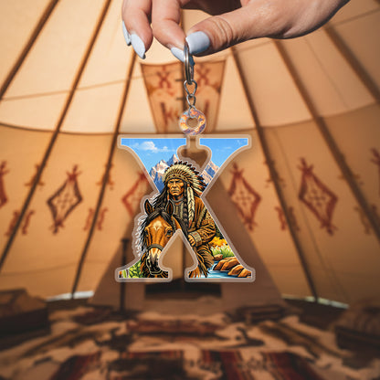 Letter X Native American Keychain