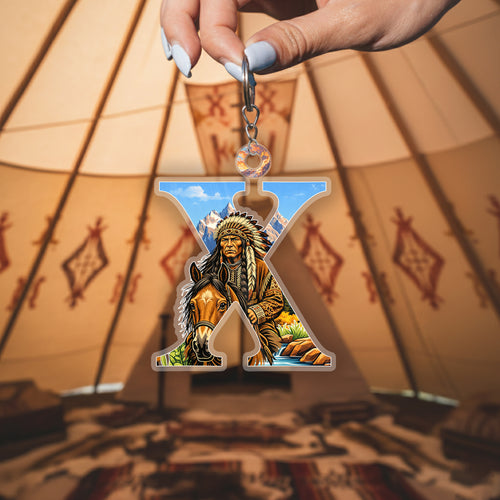 Letter X Native American Keychain