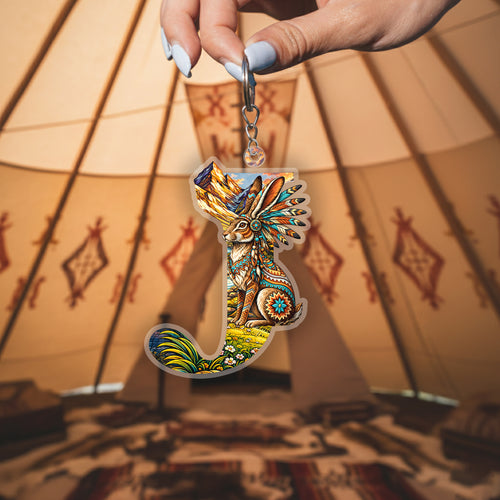 Letter J Native American Keychain
