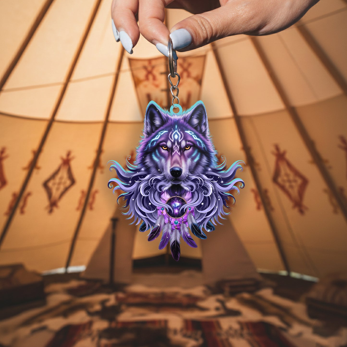 Native Eagle Keychain – Spiritual Animal Totem, Boho Gift for Eagle Lovers