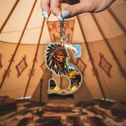 Letter S Native American Keychain
