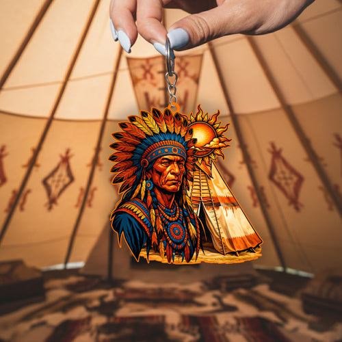 Native Chiefs Keychain – Spiritual Animal Totem, Boho Gift for Native Chiefs Lovers