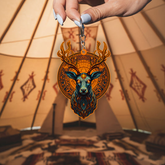 Native Deer Keychain – Spiritual Animal Totem, Boho Gift for Deer Lovers