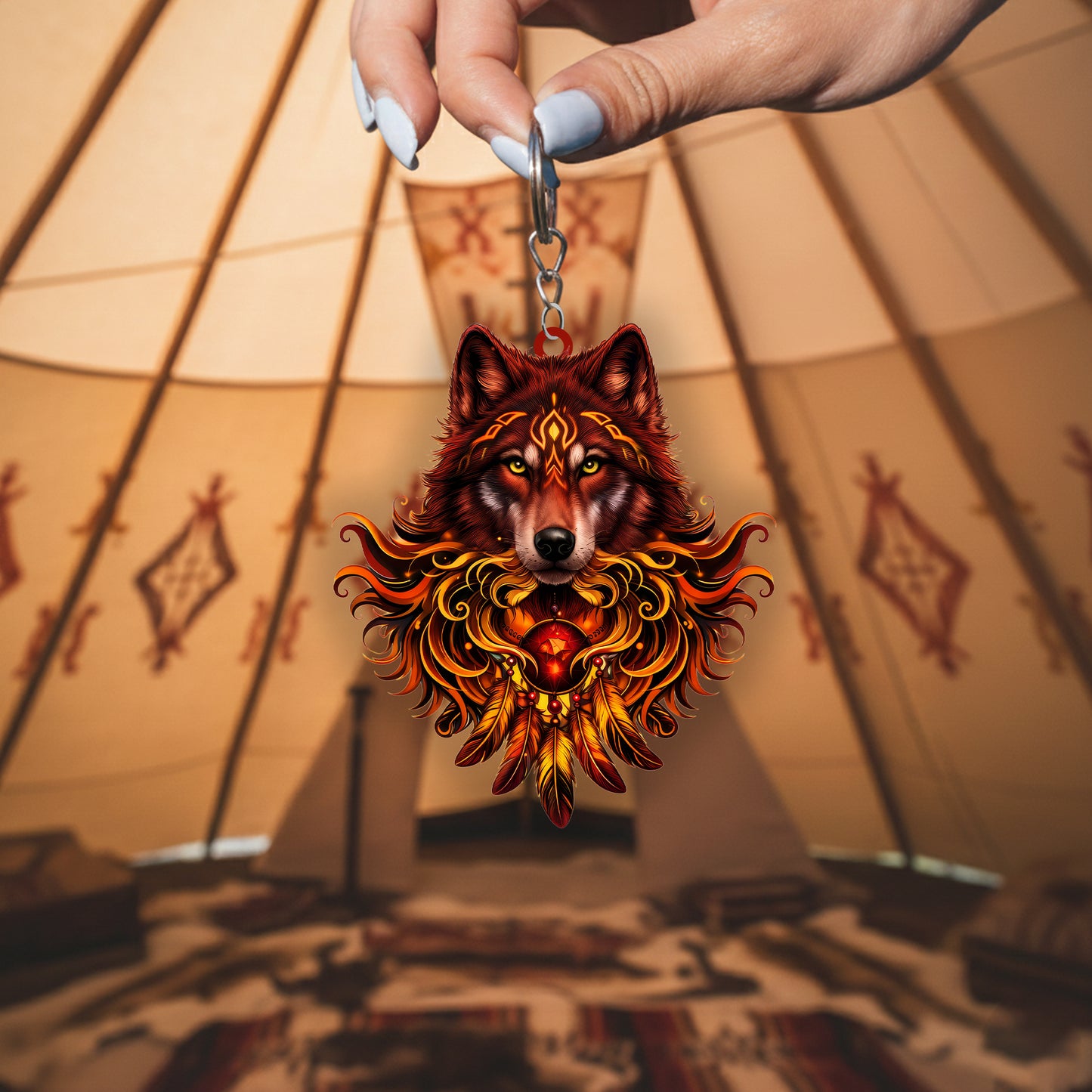 Native Eagle Keychain – Spiritual Animal Totem, Boho Gift for Eagle Lovers