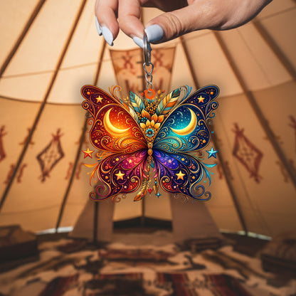 Native Butterfly Keychain – Spiritual Animal Totem, Boho Gift for Butterfly Lovers