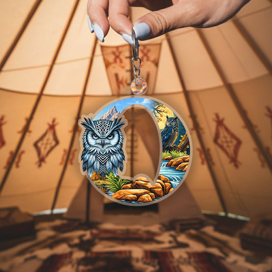 Letter O Native American Keychain