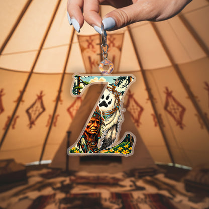 Letter Z Native American Keychain