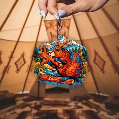 Beaver Keychain – Spiritual Animal Totem, Boho Gift for Beaver Lovers
