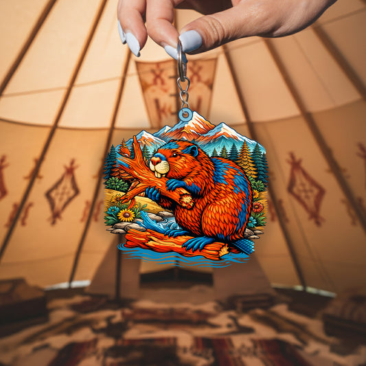 Beaver Keychain – Spiritual Animal Totem, Boho Gift for Beaver Lovers
