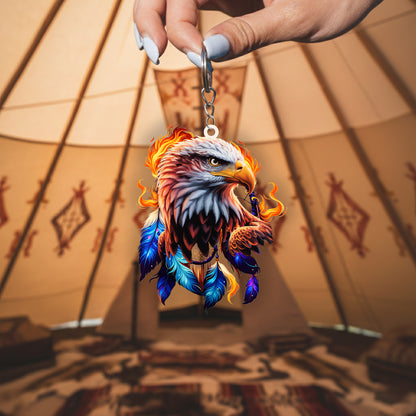 Native Eagle Keychain – Spiritual Animal Totem, Boho Gift for Eagle Lovers