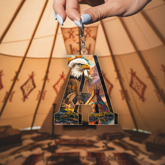 Letter A Eagle Native American Keychain – Spirit of Strength & Freedom
