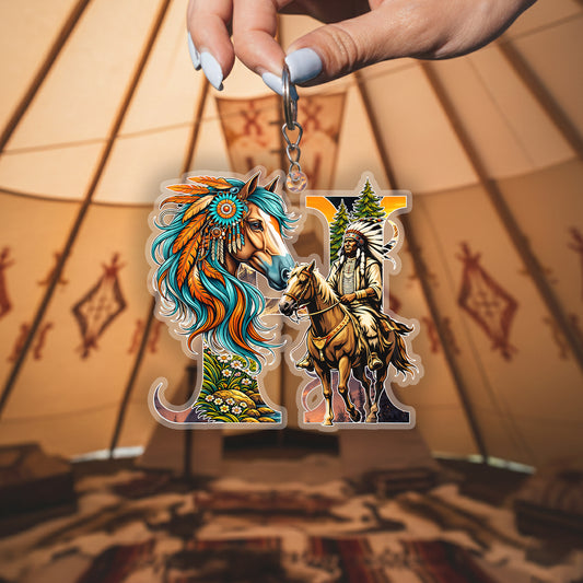 Letter H Native American Keychain