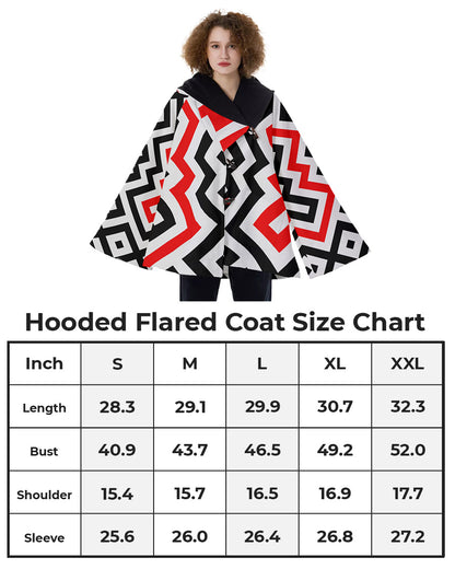 Fashion Women Pattern Button Coat Print Hooded Jacket Outerwear 04