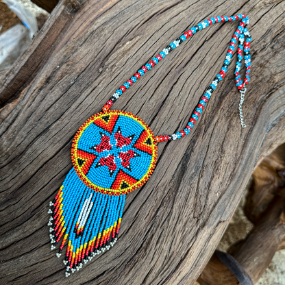 Sacred Bloom Handmade Beaded Medallion Fringe Necklace