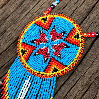 Sacred Bloom Handmade Beaded Medallion Fringe Necklace