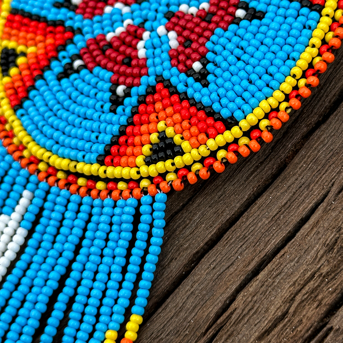 Sacred Bloom Handmade Beaded Medallion Fringe Necklace