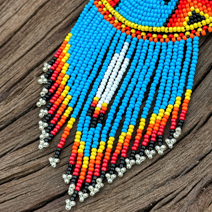 Sacred Bloom Handmade Beaded Medallion Fringe Necklace