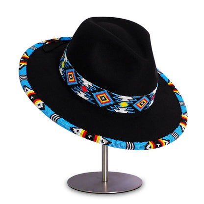 Payette Pattern Fedora Hatband For Men Women Beaded Brim With Native American Style