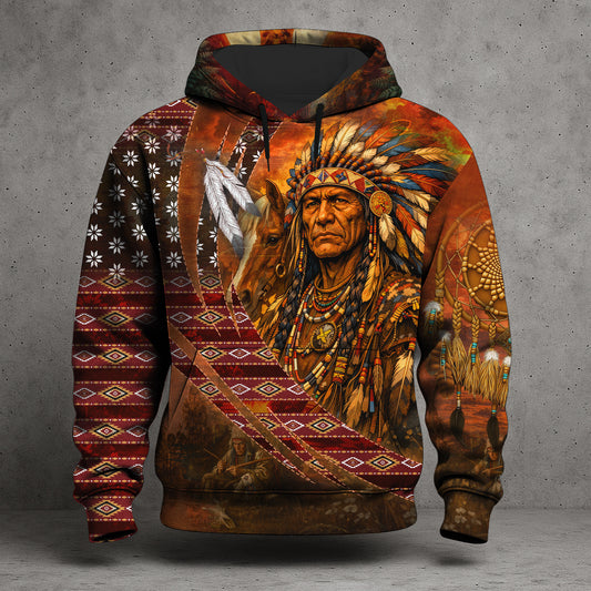 Echoes of the Ancestors – The Chief Spirit 3D Hoodie, Honoring Native Roots