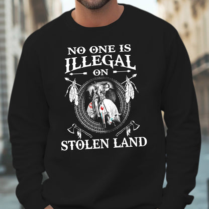 NO ONE IS ILLEGAL ON STOLEN LAND. WE WALK ON NATIVE LAND Style 5 - One Side