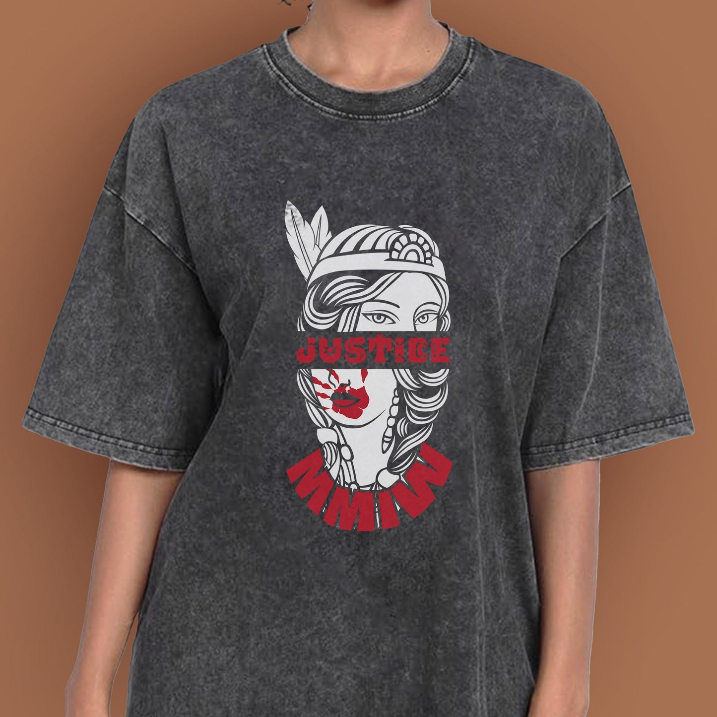 Justice For MMIW Native American Awareness – MMIW Unisex Mineral Washed T-Shirt