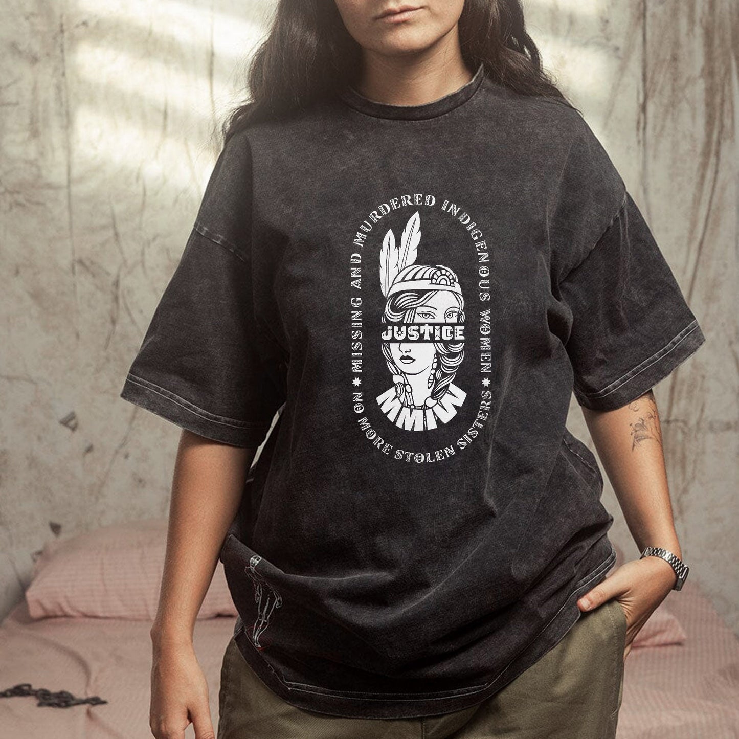No More Stolen Sisters MMIW Unisex Mineral Washed T-Shirt