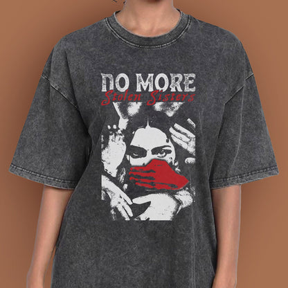 No More Stolen Sisters - Indigenous Women Red Hand Unisex Mineral Washed T-Shirt