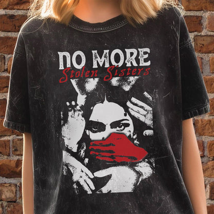 No More Stolen Sisters - Indigenous Women Red Hand Unisex Mineral Washed T-Shirt