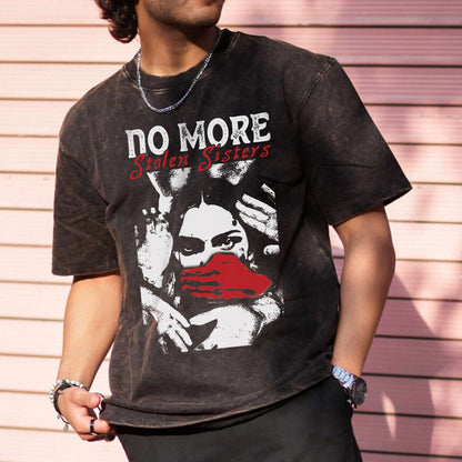 No More Stolen Sisters - Indigenous Women Red Hand Unisex Mineral Washed T-Shirt