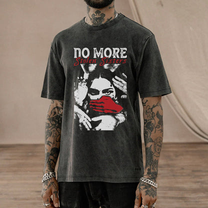 No More Stolen Sisters - Indigenous Women Red Hand Unisex Mineral Washed T-Shirt