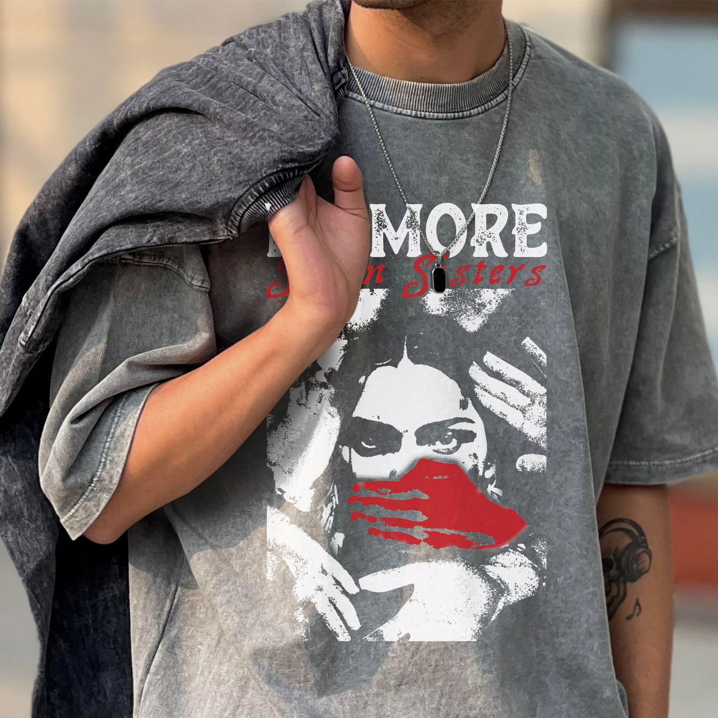 No More Stolen Sisters - Indigenous Women Red Hand Unisex Mineral Washed T-Shirt