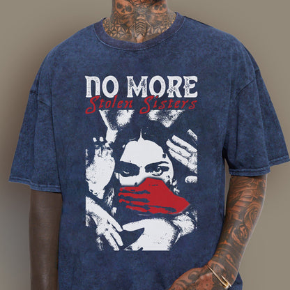 No More Stolen Sisters - Indigenous Women Red Hand Unisex Mineral Washed T-Shirt