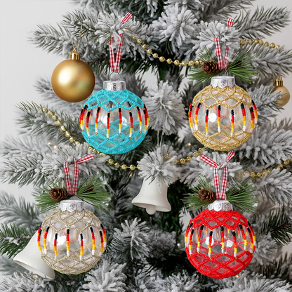 Red Beaded Handmade Ornament - Holiday Decor & Gifts