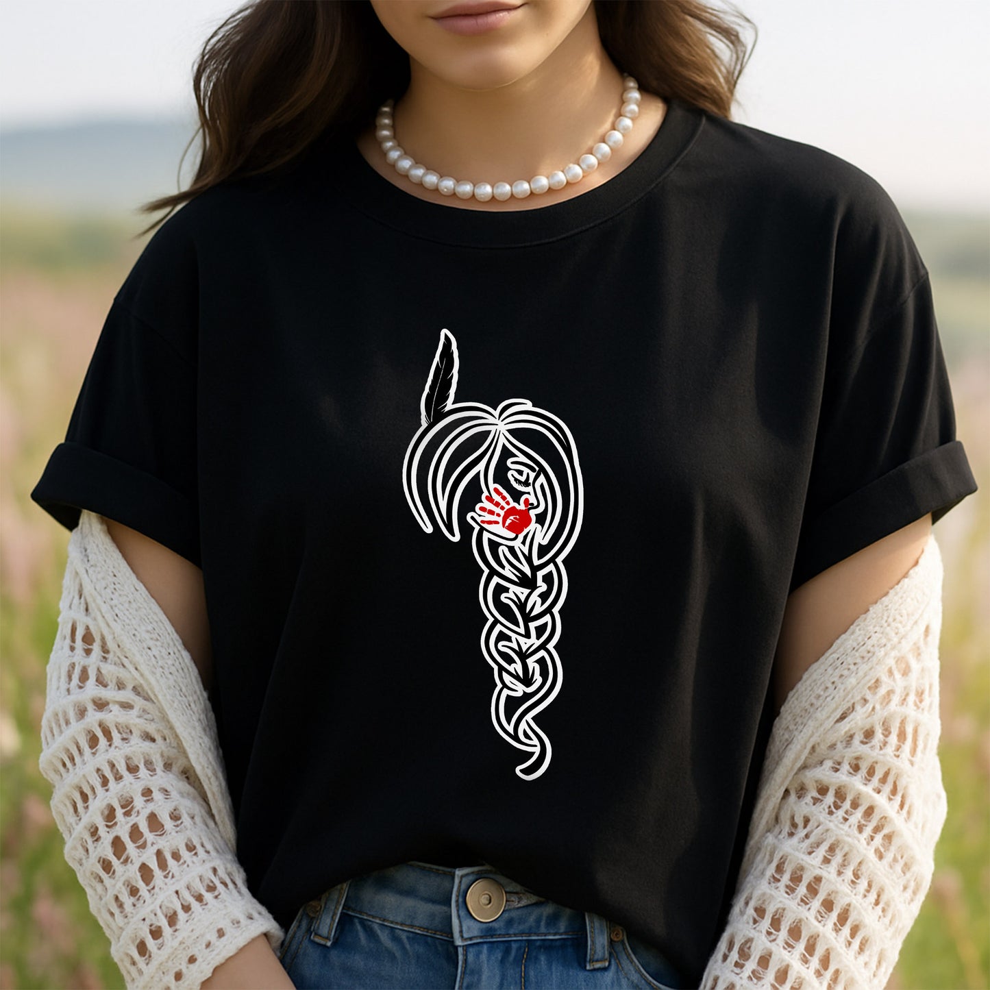 MMIW I Wear Red For My Sister, No More Stolen Sisters Red Hand Unisex T-Shirt/Hoodie/Sweatshirt