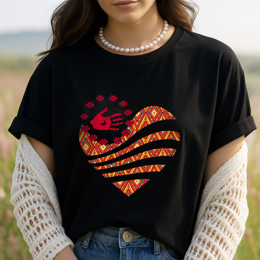 MMIW I Wear Red For My Sister Red Hand Together Heart Unisex T-Shirt/Hoodie/Sweatshirt