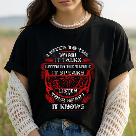 Native American Listen To The Wind Listen To Your Heart Red Art Unisex T-Shirt/Hoodie/Sweatshirt