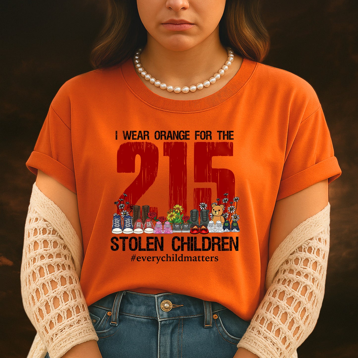 Every Child Matters I Wear Orange For The 215 Stolen Children For Orange Shirt Day Unisex T-Shirt/Hoodie/Sweatshirt