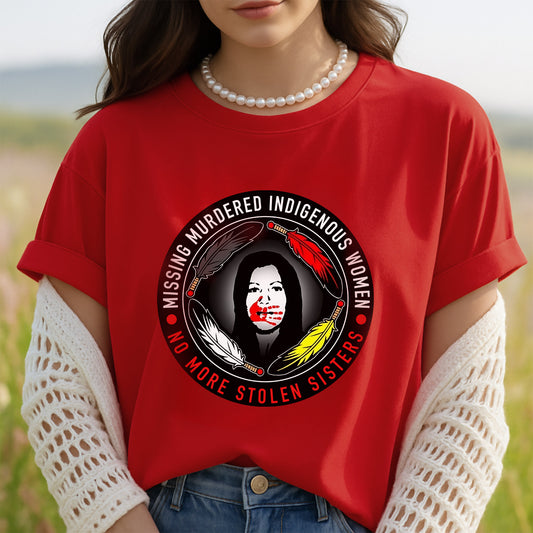 MMIW No More Stolen Sisters Feather Color Red Hand Unisex T-Shirt/Hoodie/Sweatshirt