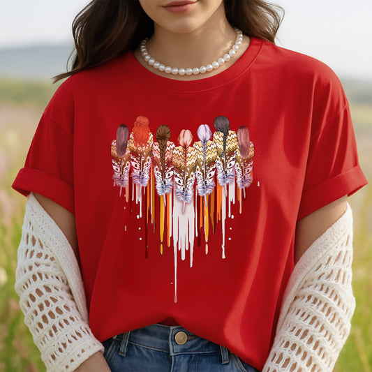 Native American Women Feather Heart Unisex Hoodie/Sweatshirt/T-Shirt 122