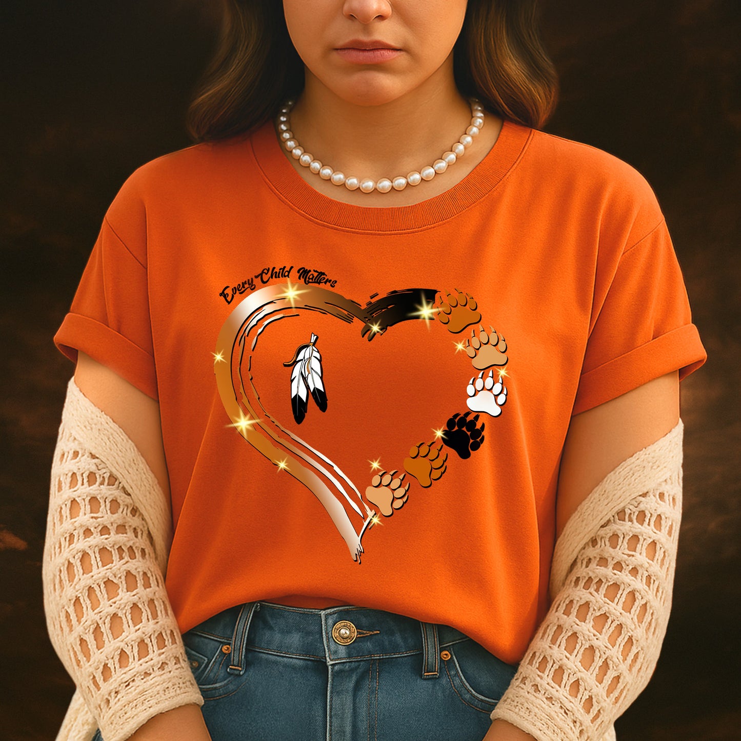 Every Child Matters Paws Of Heart Native American Unisex T-Shirt/Hoodie/Sweatshirt