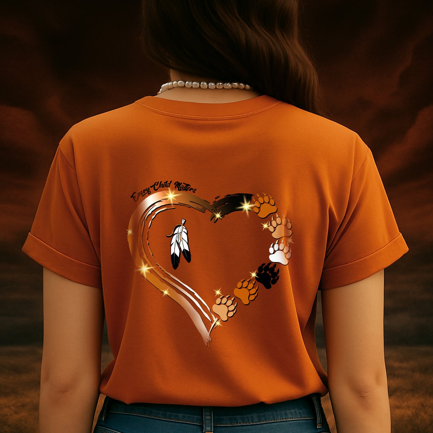 Every Child Matters Paws Of Heart Shirt Unisex Back T-Shirt/Hoodie/Sweatshirt