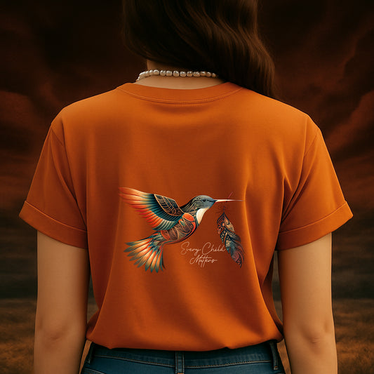 Every Child Matters Hummingbird With Feather Unisex Back T-Shirt/Hoodie/Sweatshirt