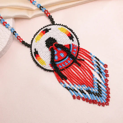 Indigenous Women Pattern Beaded Handmade Earrings For Women